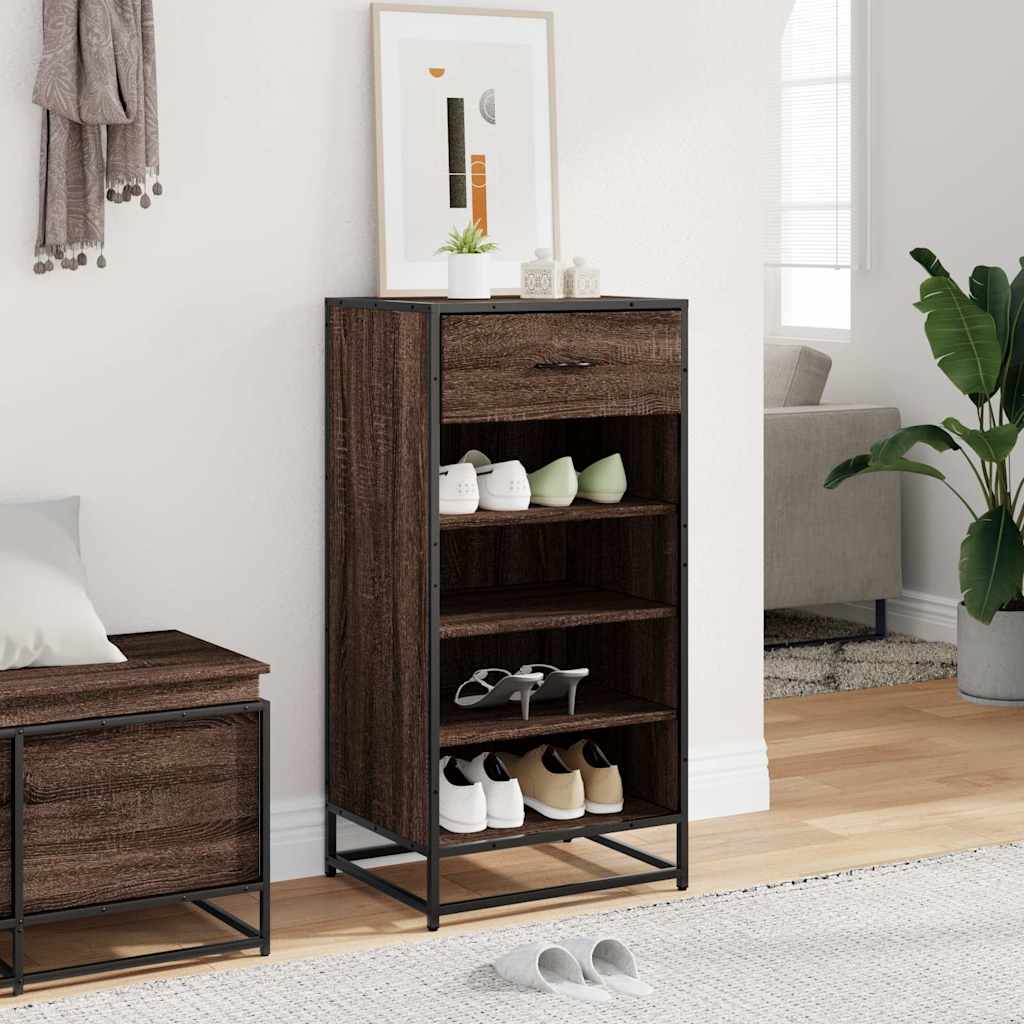 Schuhregal Braun Eichen-Optik 48X38X97,5 Cm Holzwerkstoff Braune Eiche