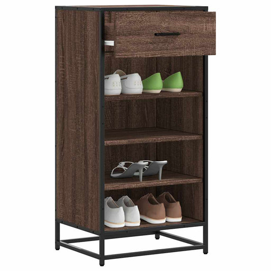 Schuhregal Braun Eichen-Optik 48X38X97,5 Cm Holzwerkstoff Braune Eiche