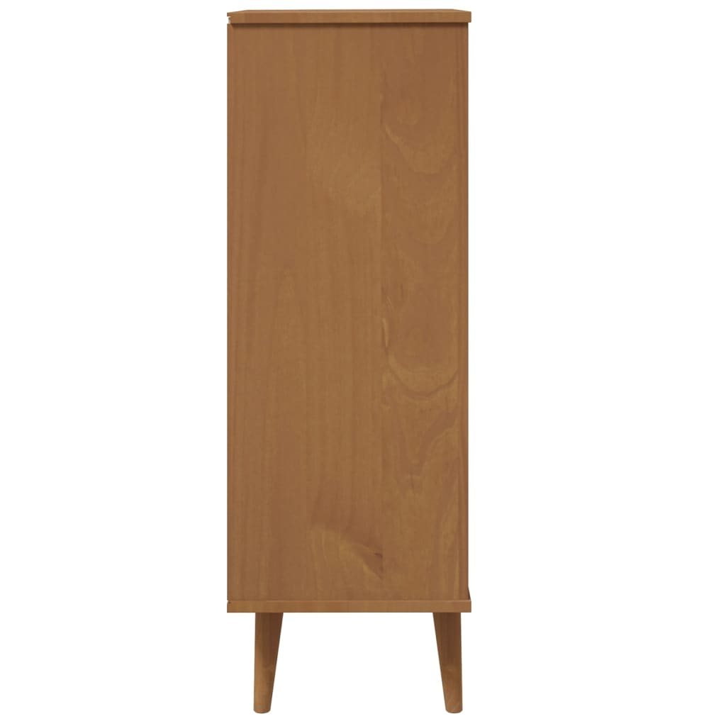 Schuhschrank Molde 59,5X35X103 Cm Massivholz Kiefer Braun