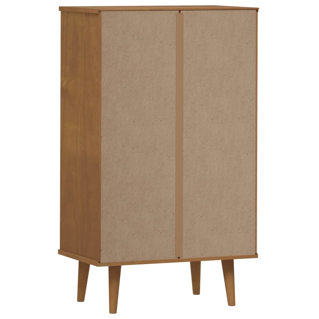 Schuhschrank Molde 59,5X35X103 Cm Massivholz Kiefer Braun