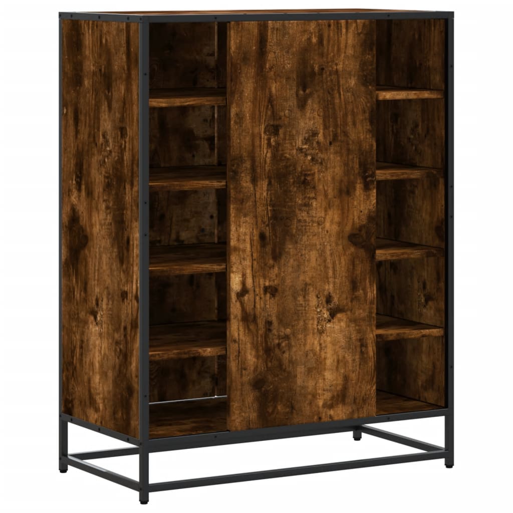 Schuhschrank 75X38X97,5 Cm Holzwerkstoff Metall Räuchereiche