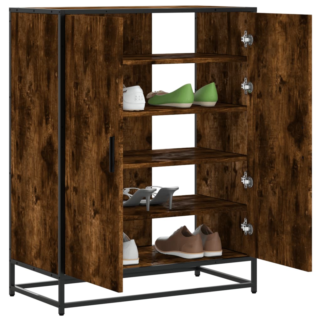 Schuhschrank 75X38X97,5 Cm Holzwerkstoff Metall Räuchereiche