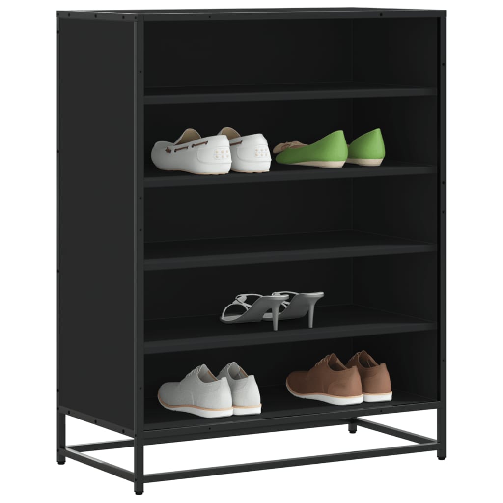 Schuhschrank 75X38X97,5 Cm Holzwerkstoff Metall Schwarz