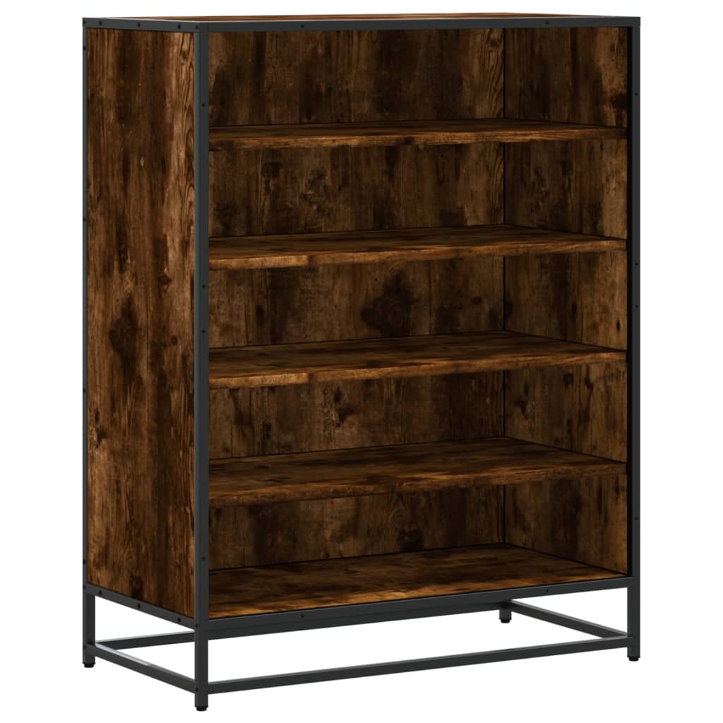 Schuhschrank 75X38X97,5 Cm Holzwerkstoff Metall Räuchereiche