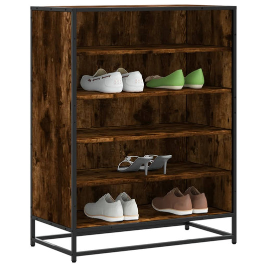 Schuhschrank 75X38X97,5 Cm Holzwerkstoff Metall Räuchereiche