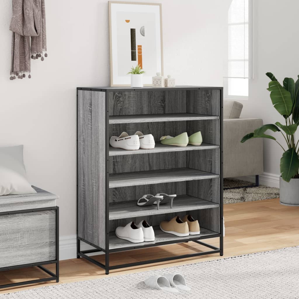 Schuhschrank 75X38X97,5 Cm Holzwerkstoff Metall Grau Sonoma