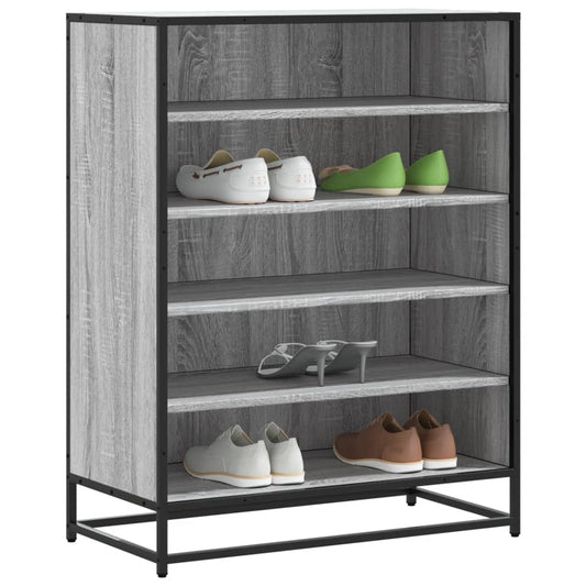 Schuhschrank 75X38X97,5 Cm Holzwerkstoff Metall Grau Sonoma