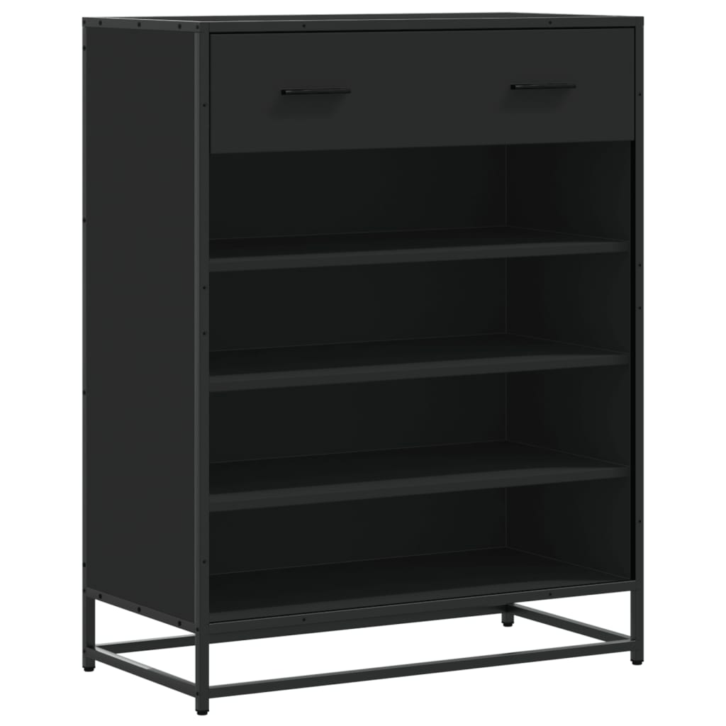 Schuhschrank 75X38X97,5 Cm Holzwerkstoff Metall Schwarz