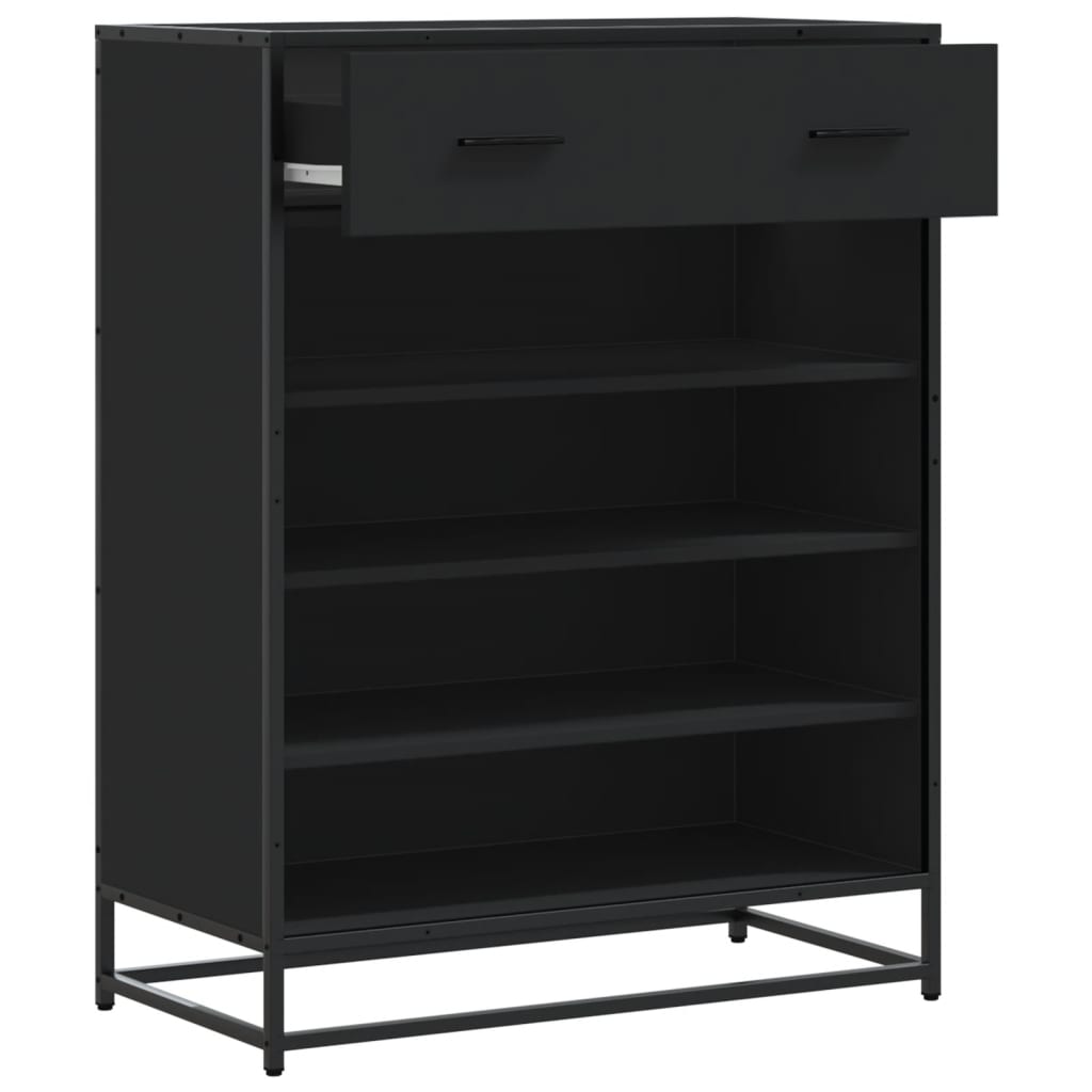 Schuhschrank 75X38X97,5 Cm Holzwerkstoff Metall Schwarz
