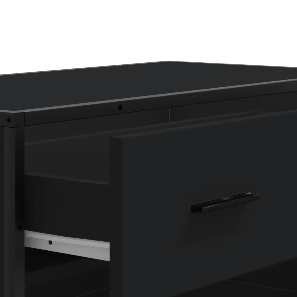 Schuhschrank 75X38X97,5 Cm Holzwerkstoff Metall Schwarz