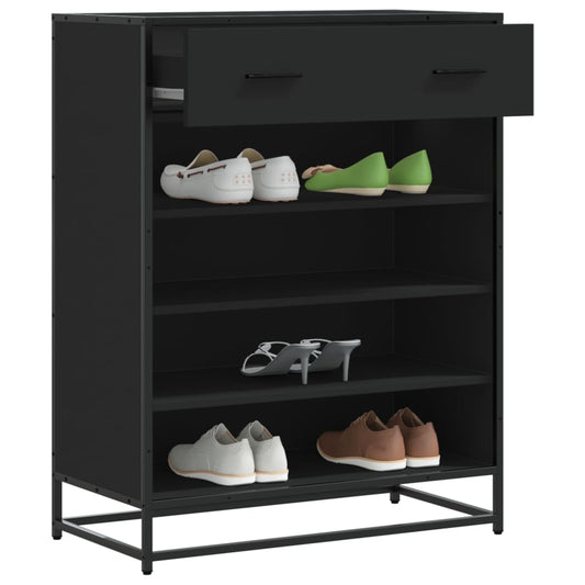 Schuhschrank 75X38X97,5 Cm Holzwerkstoff Metall Schwarz
