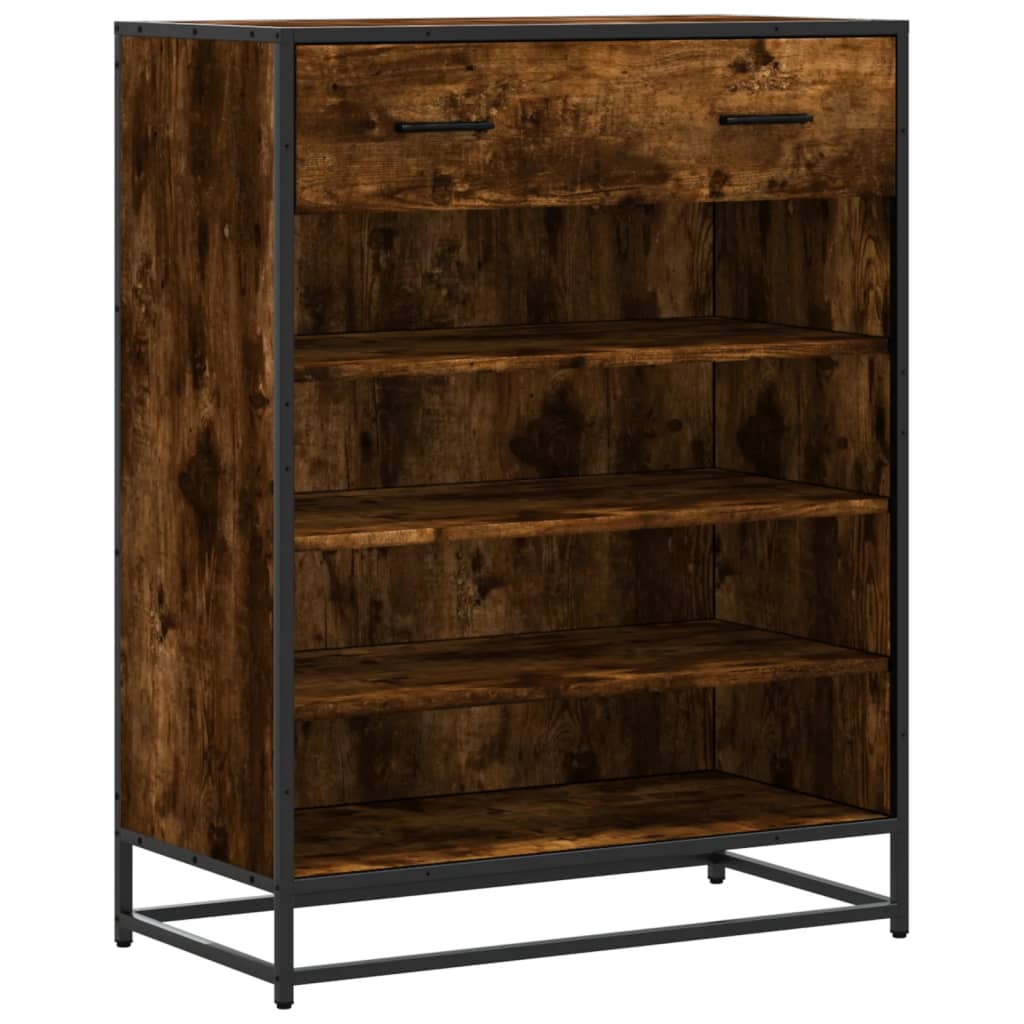 Schuhschrank 75X38X97,5 Cm Holzwerkstoff Metall Räuchereiche