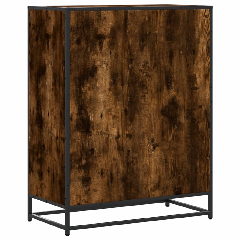 Schuhschrank 75X38X97,5 Cm Holzwerkstoff Metall Räuchereiche