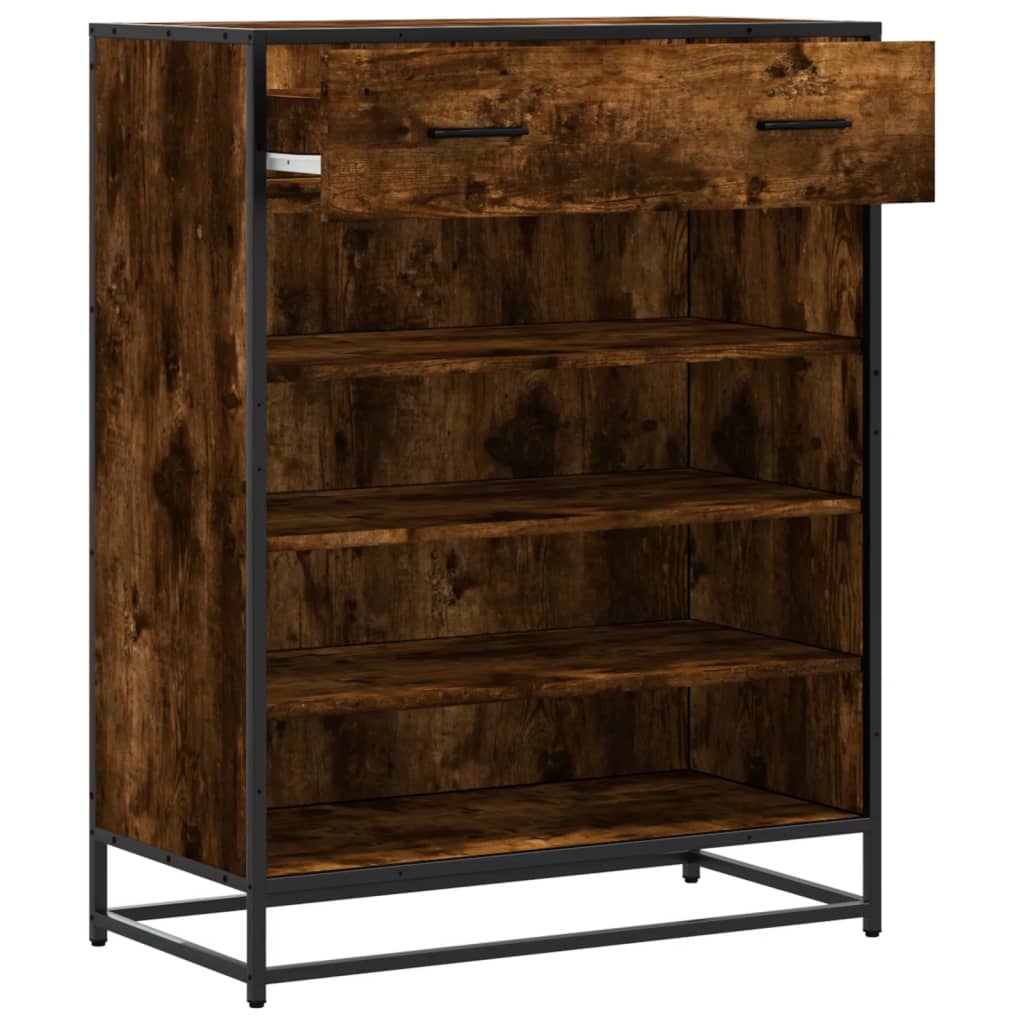 Schuhschrank 75X38X97,5 Cm Holzwerkstoff Metall Räuchereiche