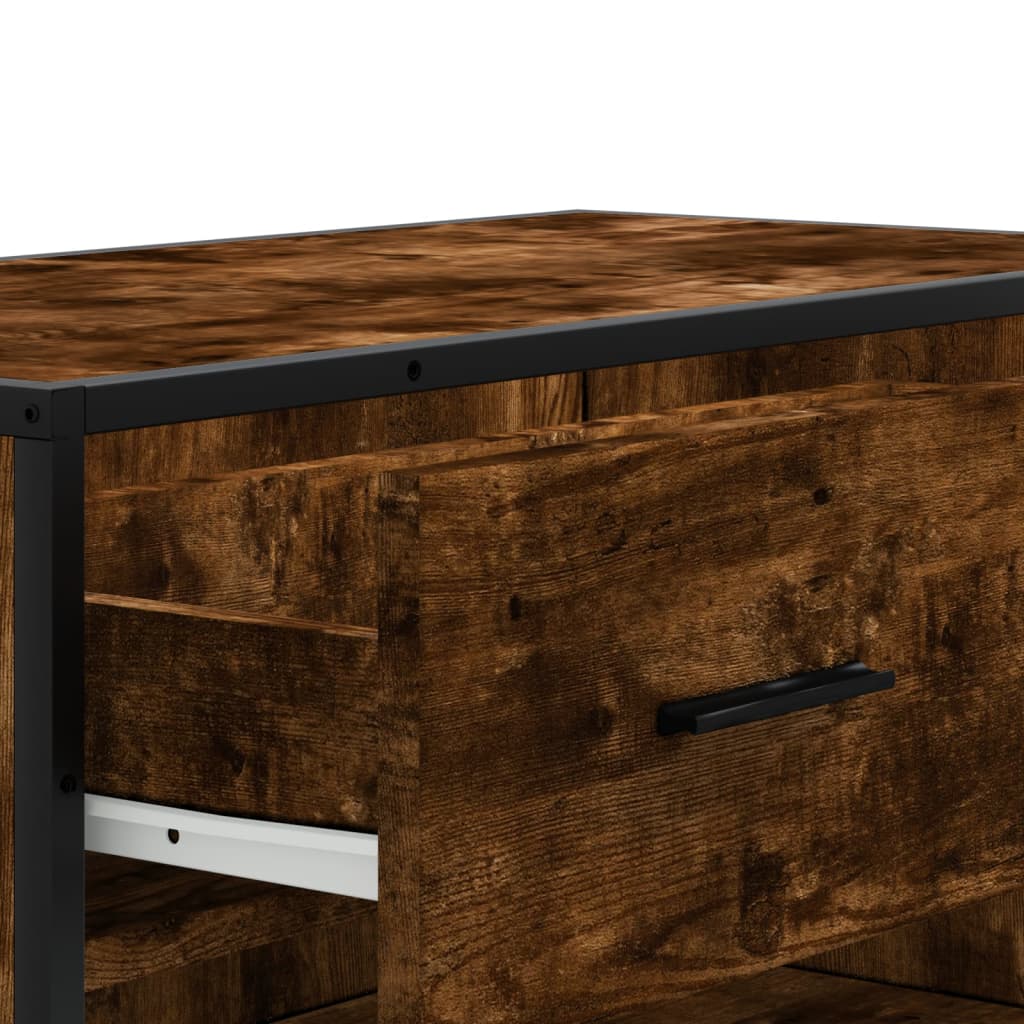Schuhschrank 75X38X97,5 Cm Holzwerkstoff Metall Räuchereiche