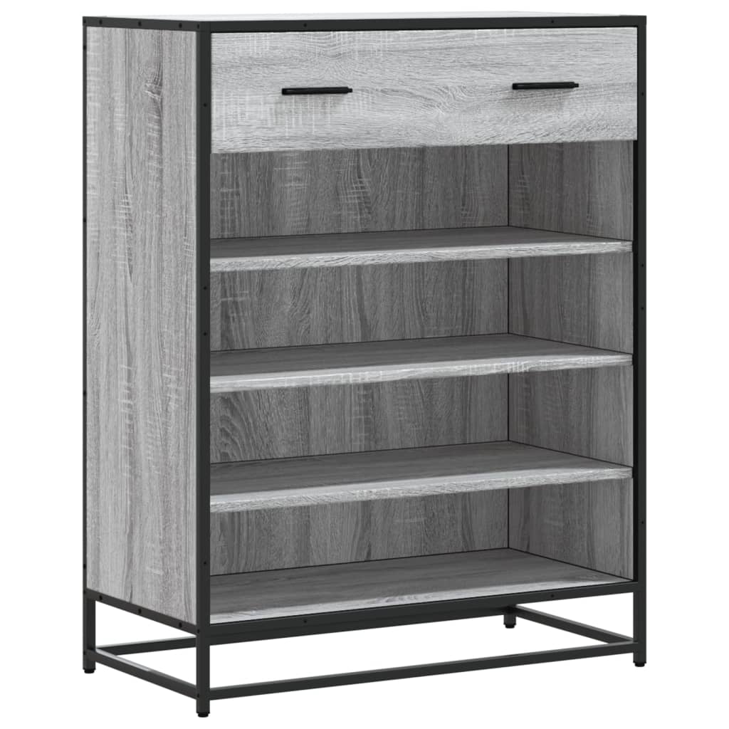 Schuhschrank 75X38X97,5 Cm Holzwerkstoff Metall Grau Sonoma
