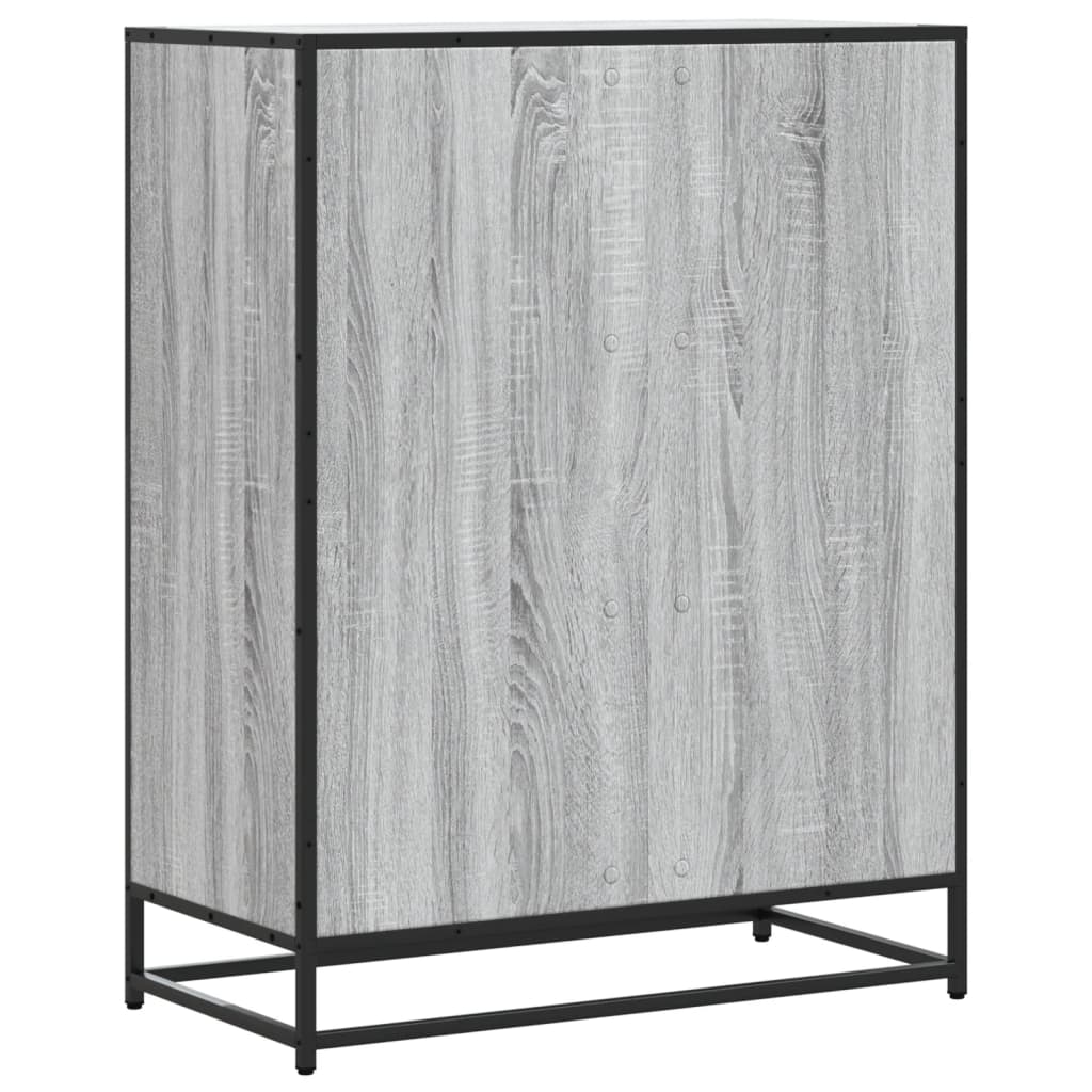 Schuhschrank 75X38X97,5 Cm Holzwerkstoff Metall Grau Sonoma