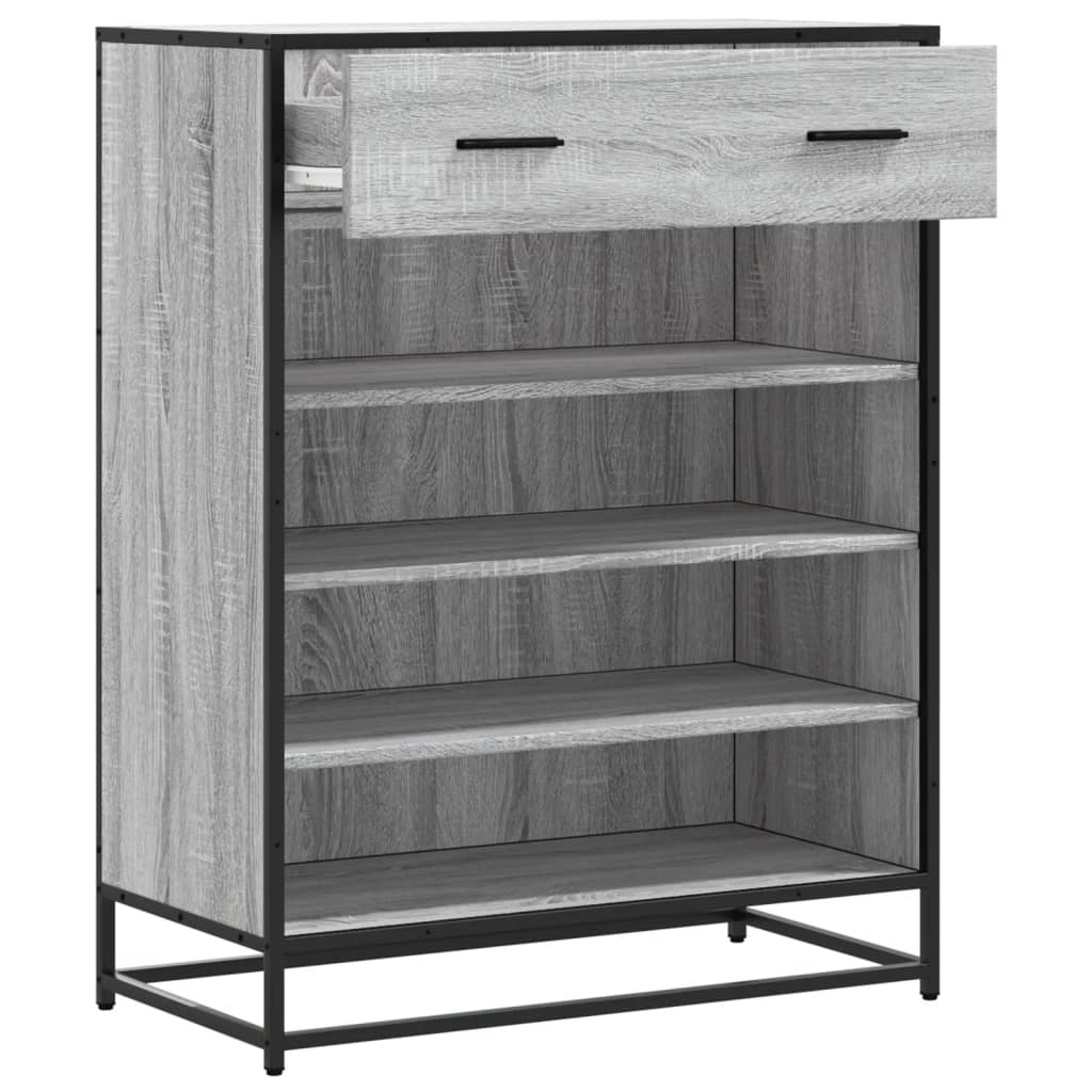 Schuhschrank 75X38X97,5 Cm Holzwerkstoff Metall Grau Sonoma