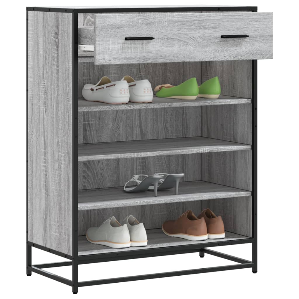 Schuhschrank 75X38X97,5 Cm Holzwerkstoff Metall Grau Sonoma