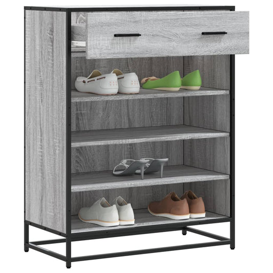 Schuhschrank 75X38X97,5 Cm Holzwerkstoff Metall Grau Sonoma