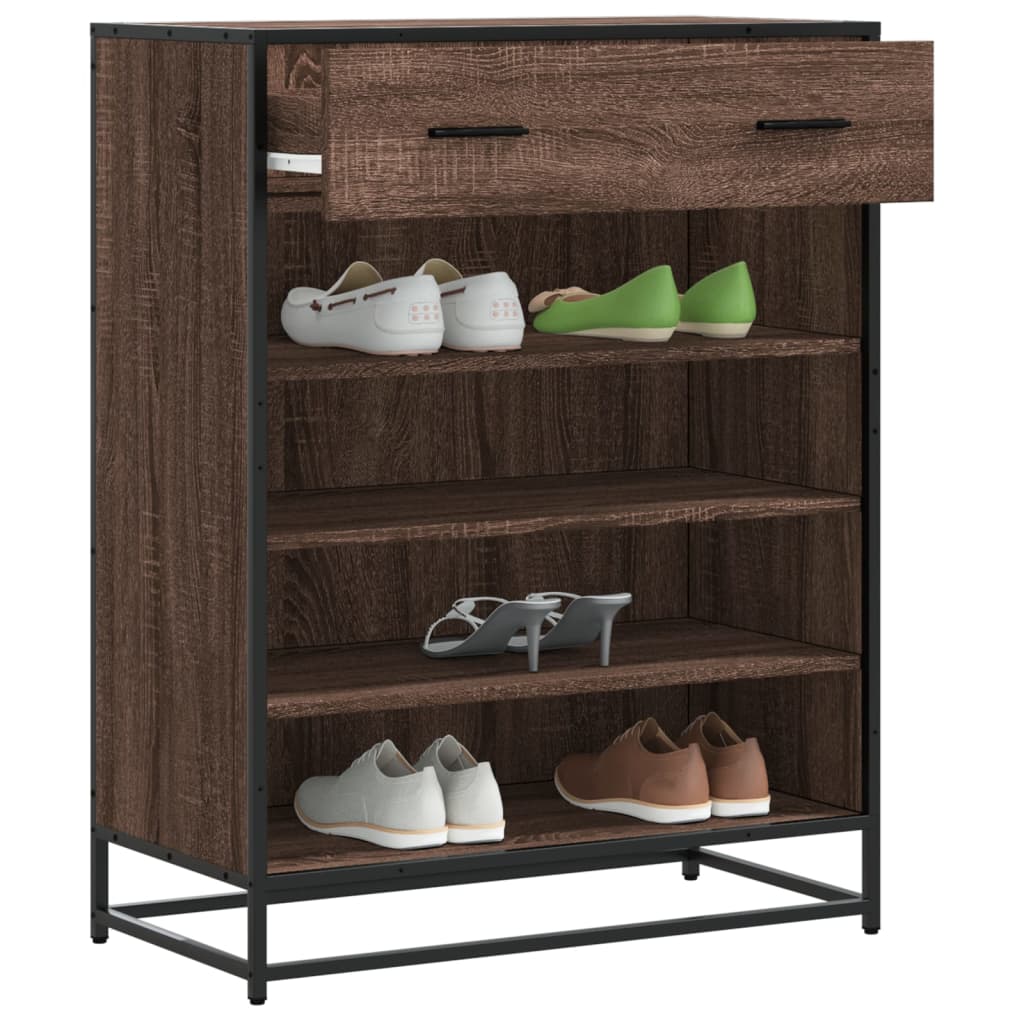 Schuhschrank Eichen-Optik 75X38X97,5 Cm Holzwerkstoff Metall Braune Eiche