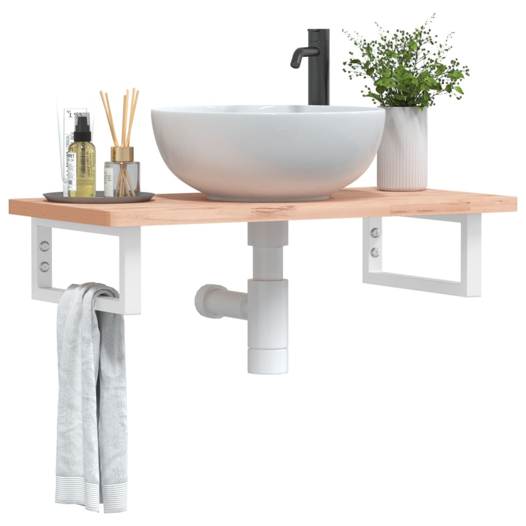 Waschbeckenregal Wandmontage Stahl Und Massivholz Buche