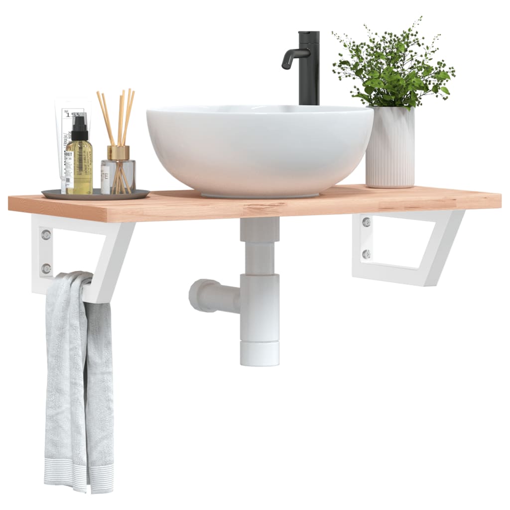 Waschbeckenregal Wandmontage Stahl Und Massivholz Buche