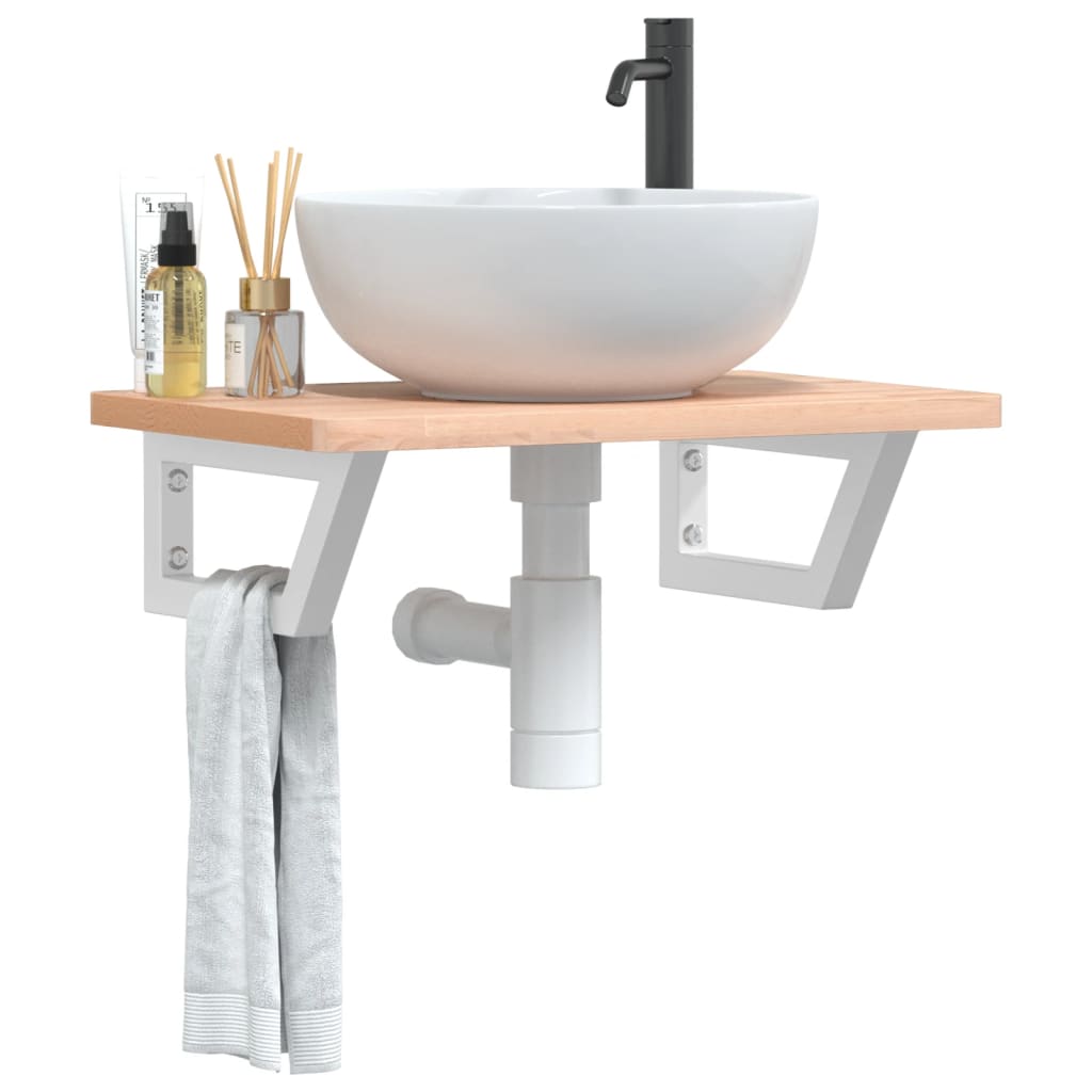 Waschbeckenregal Wandmontage Stahl Und Massivholz Buche