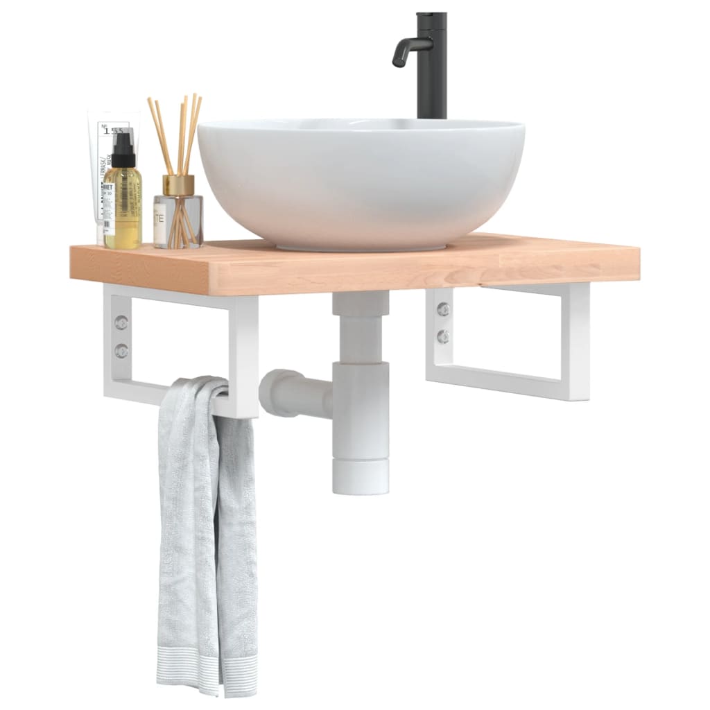 Waschbeckenregal Wandmontage Stahl Und Massivholz Buche