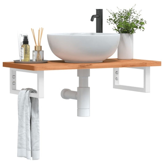 Waschbeckenregal Wandmontage Stahl Und Massivholz Buche