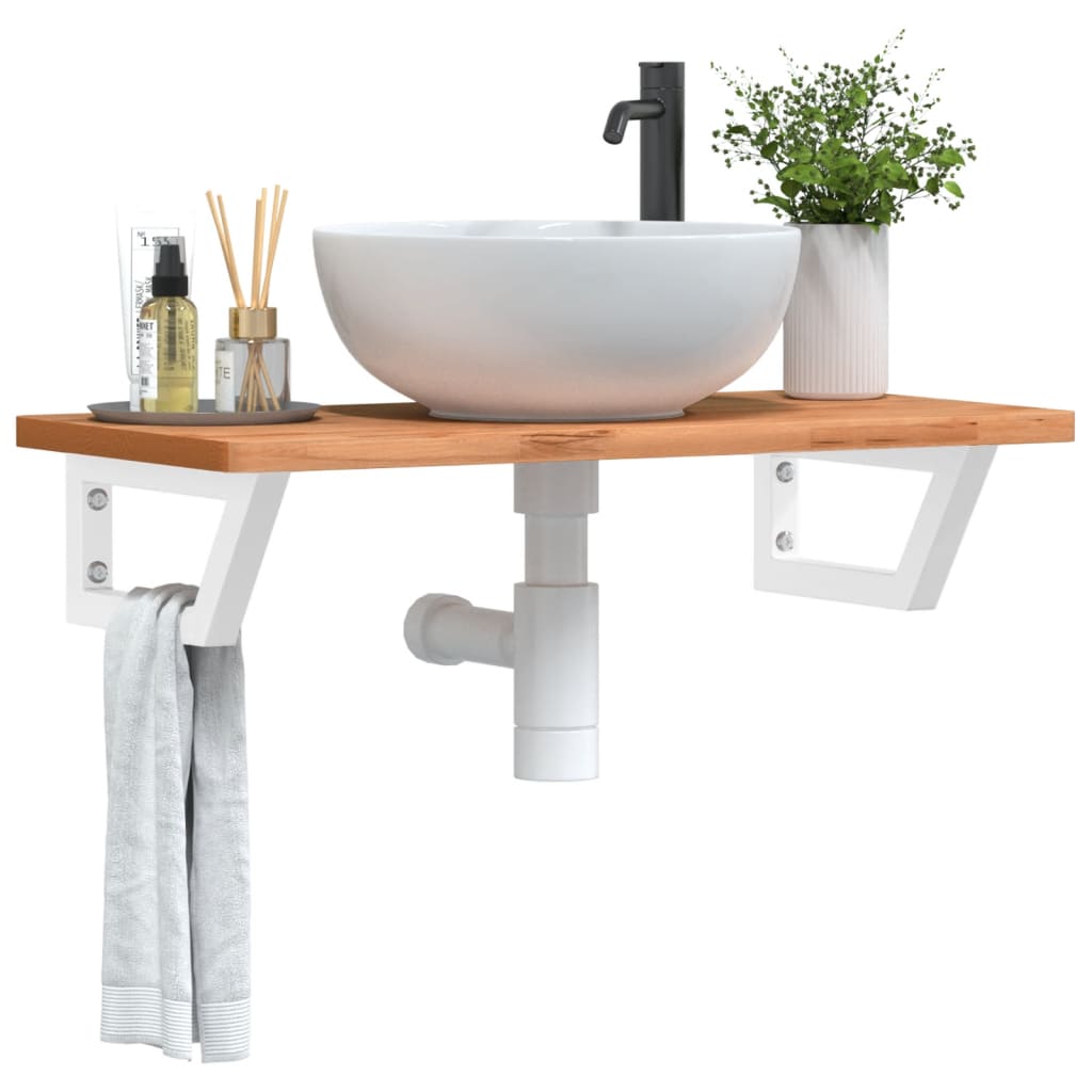 Waschbeckenregal Wandmontage Stahl Und Massivholz Buche