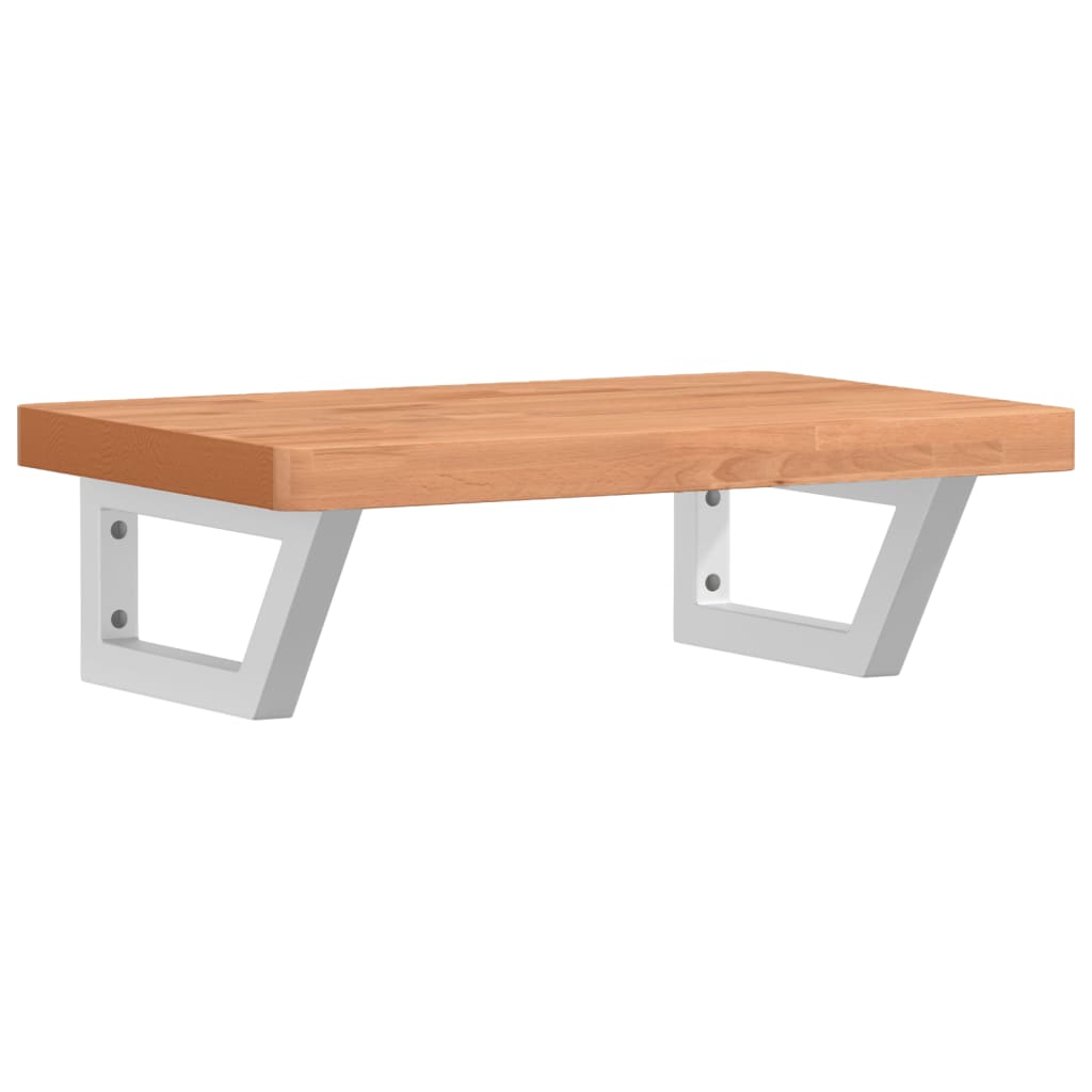 Waschbeckenregal Wandmontage Stahl Und Massivholz Buche Dunkelbraun Und Schwarz