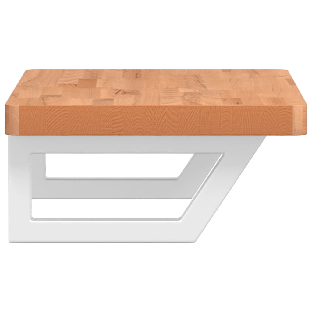 Waschbeckenregal Wandmontage Stahl Und Massivholz Buche Dunkelbraun Und Schwarz