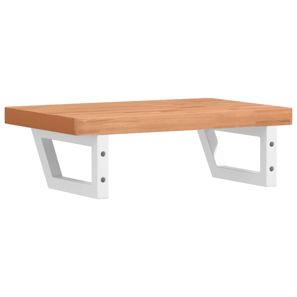 Waschbeckenregal Wandmontage Stahl Und Massivholz Buche Dunkelbraun Und Schwarz
