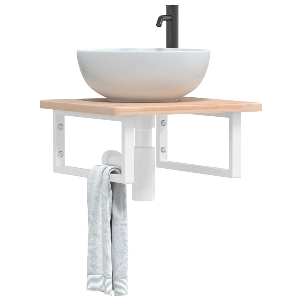 Waschtischplatte Mit Halterung Stahl Und Massivholz Eiche