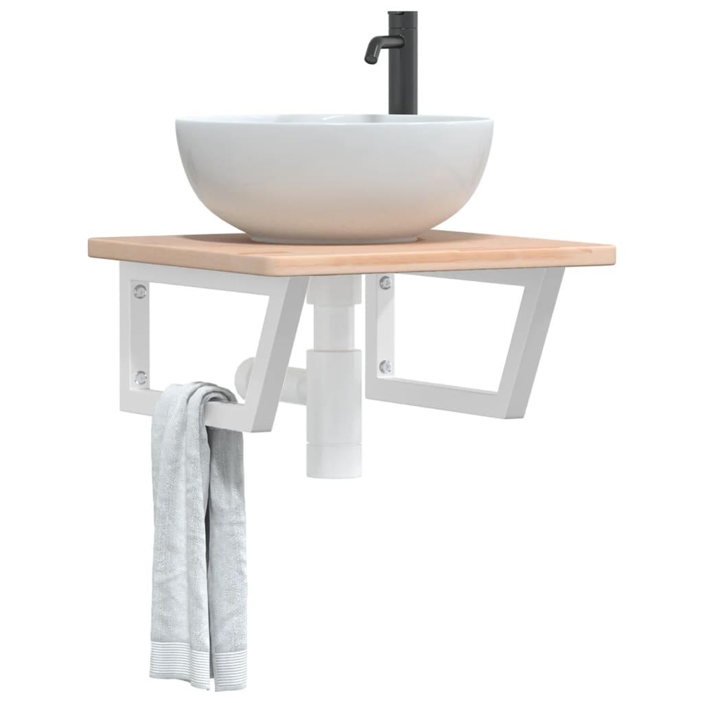 Waschtischplatte Mit Halterung Stahl Und Massivholz Eiche