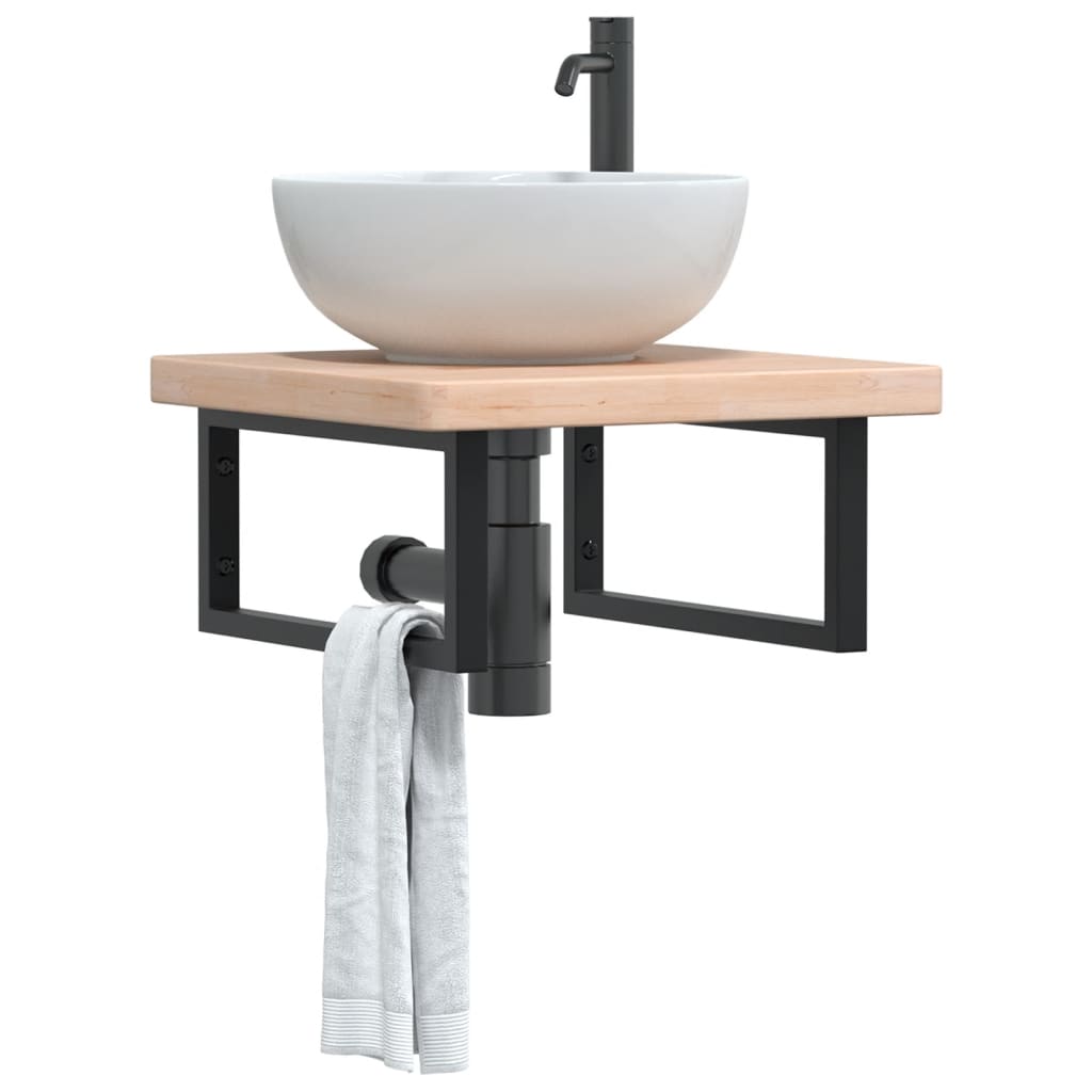 Waschtischplatte Mit Halterung Stahl Und Massivholz Eiche