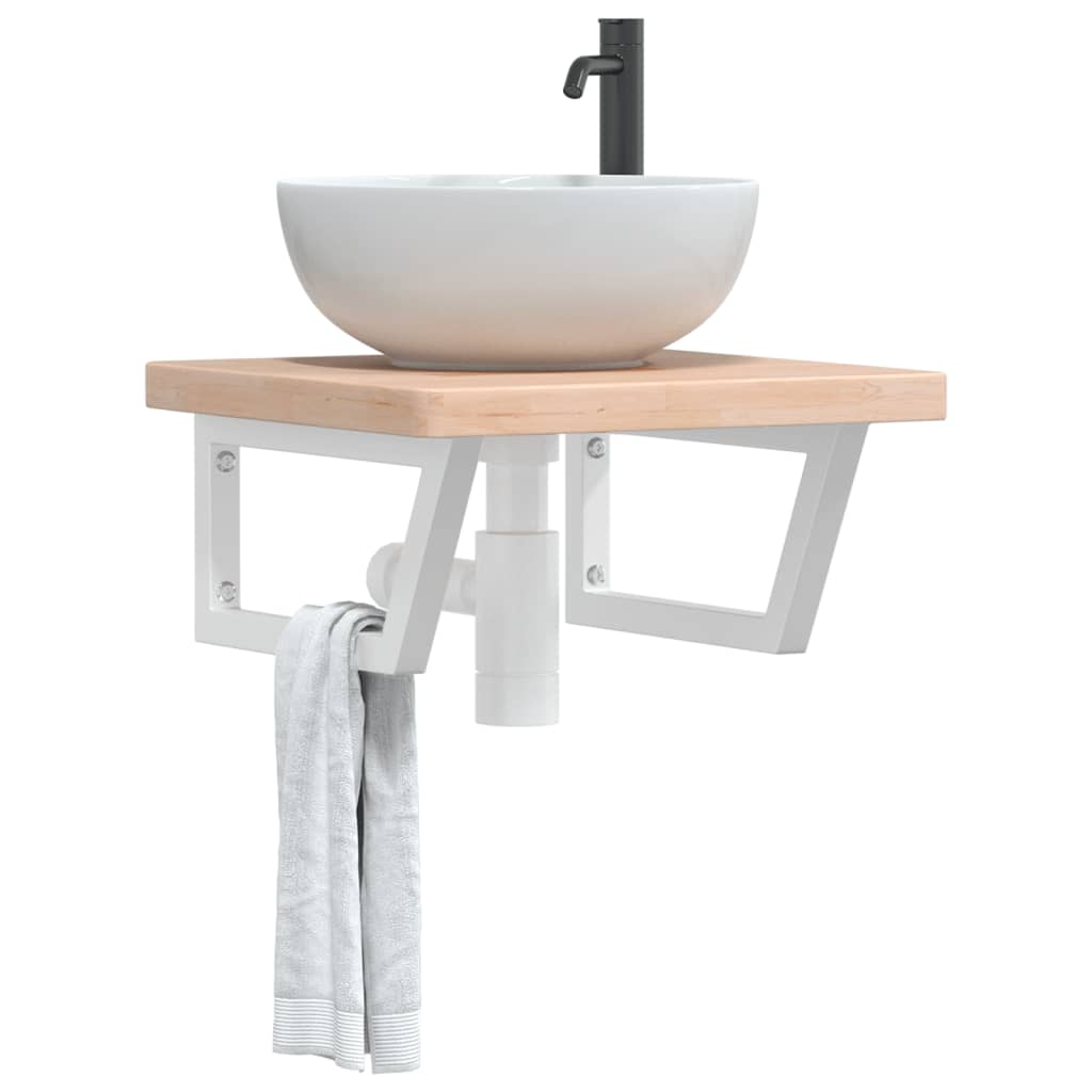 Waschtischplatte Mit Halterung Stahl Und Massivholz Eiche