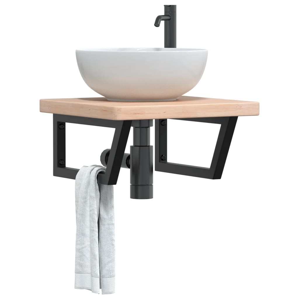 Waschtischplatte Mit Halterung Stahl Und Massivholz Eiche