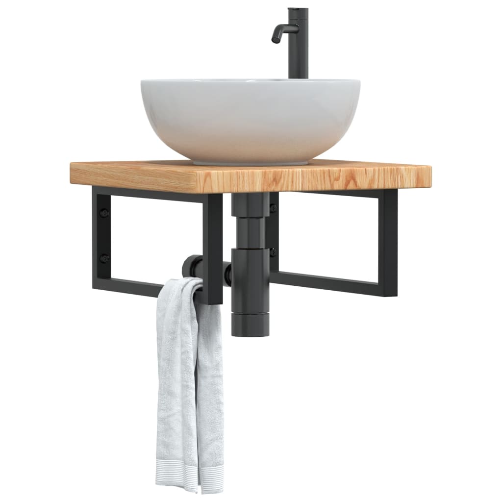 Waschtischplatte Mit Halterung Stahl Und Massivholz Eiche