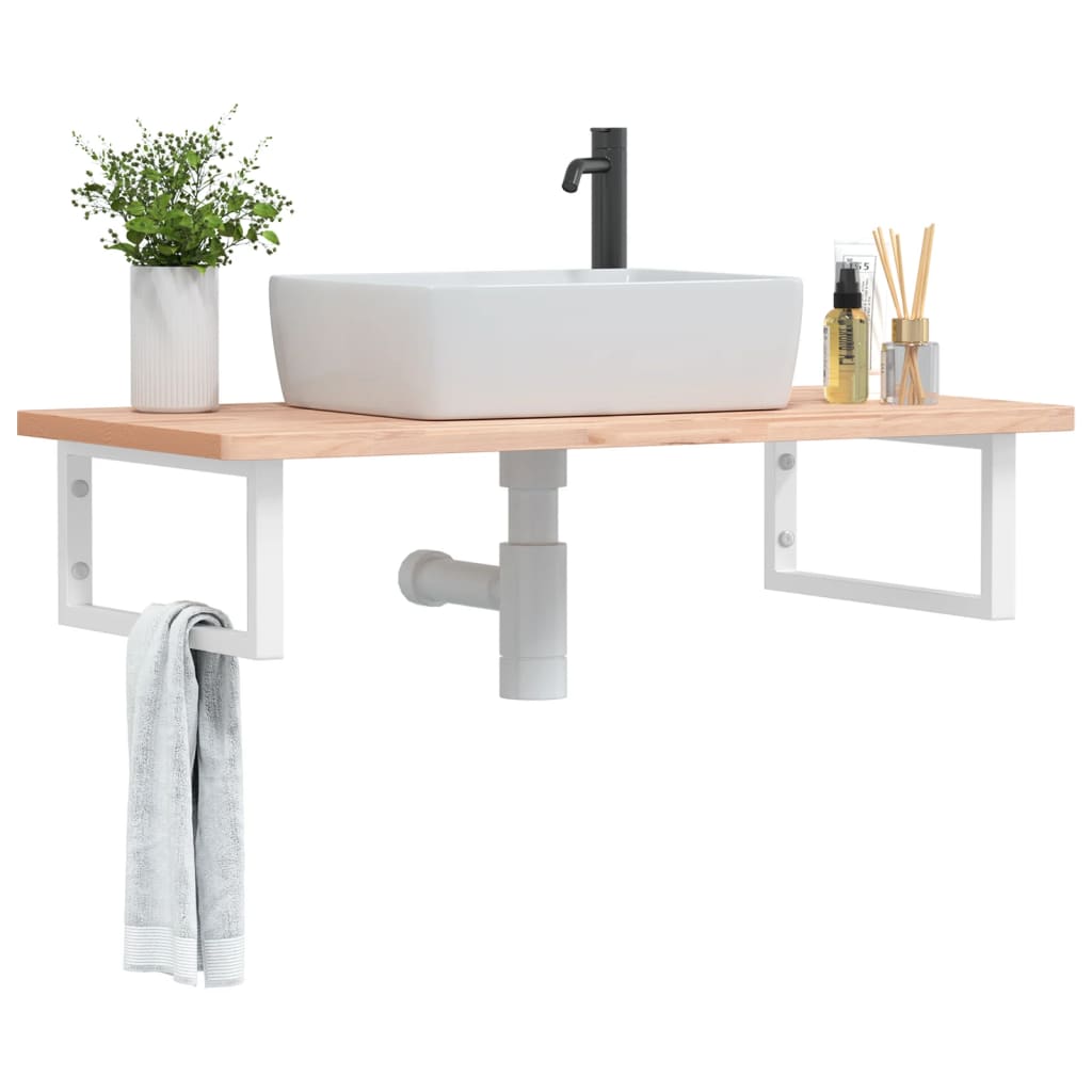 Waschbeckenregal Wandmontage Stahl Und Massivholz Buche