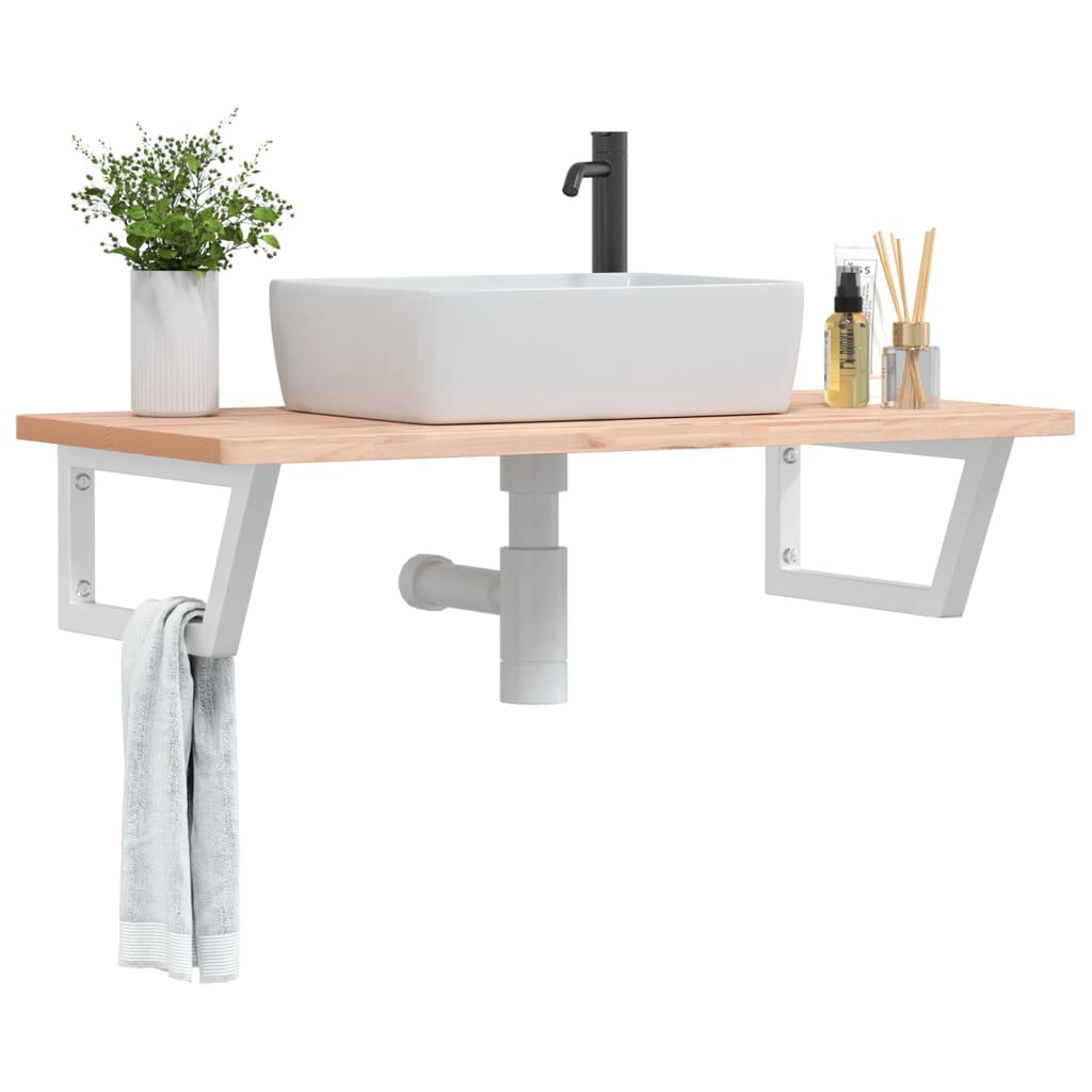 Waschbeckenregal Wandmontage Stahl Und Massivholz Buche