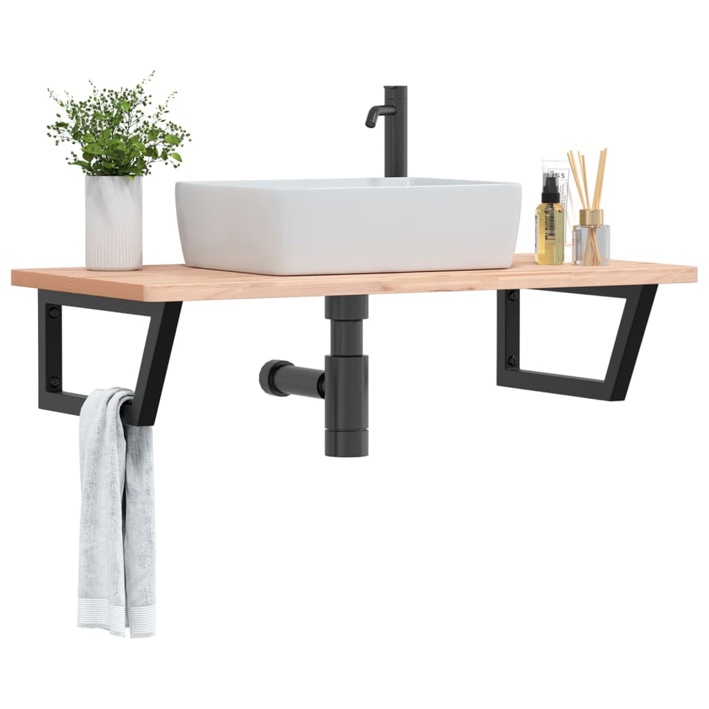 Waschbeckenregal Wandmontage Stahl Und Massivholz Buche
