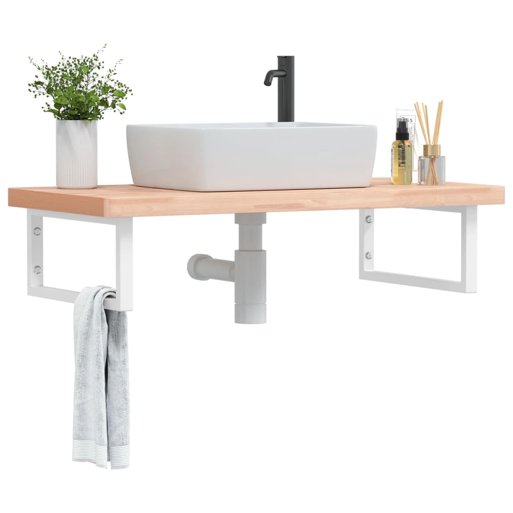 Waschbeckenregal Wandmontage Stahl Und Massivholz Buche