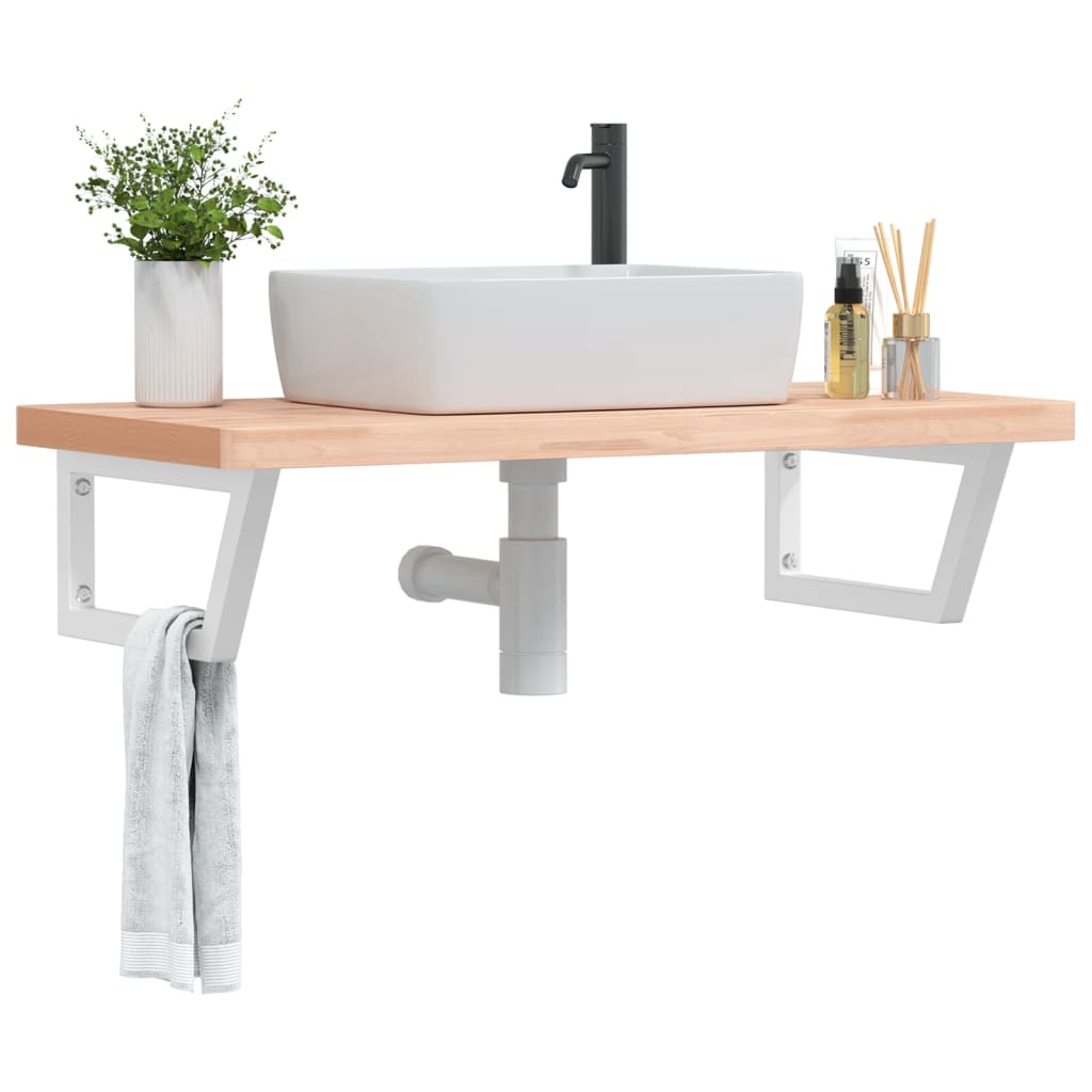 Waschbeckenregal Wandmontage Stahl Und Massivholz Buche