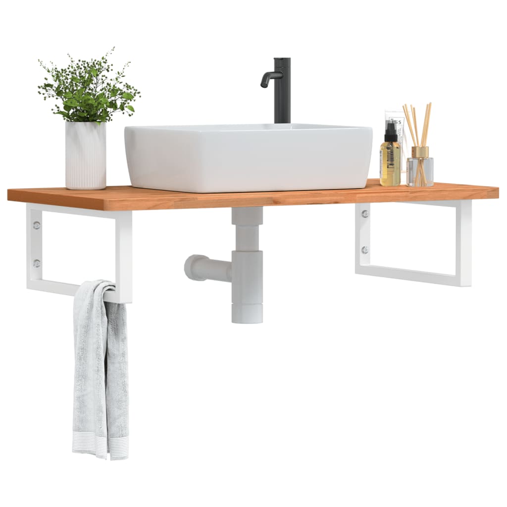 Waschbeckenregal Wandmontage Stahl Und Massivholz Buche