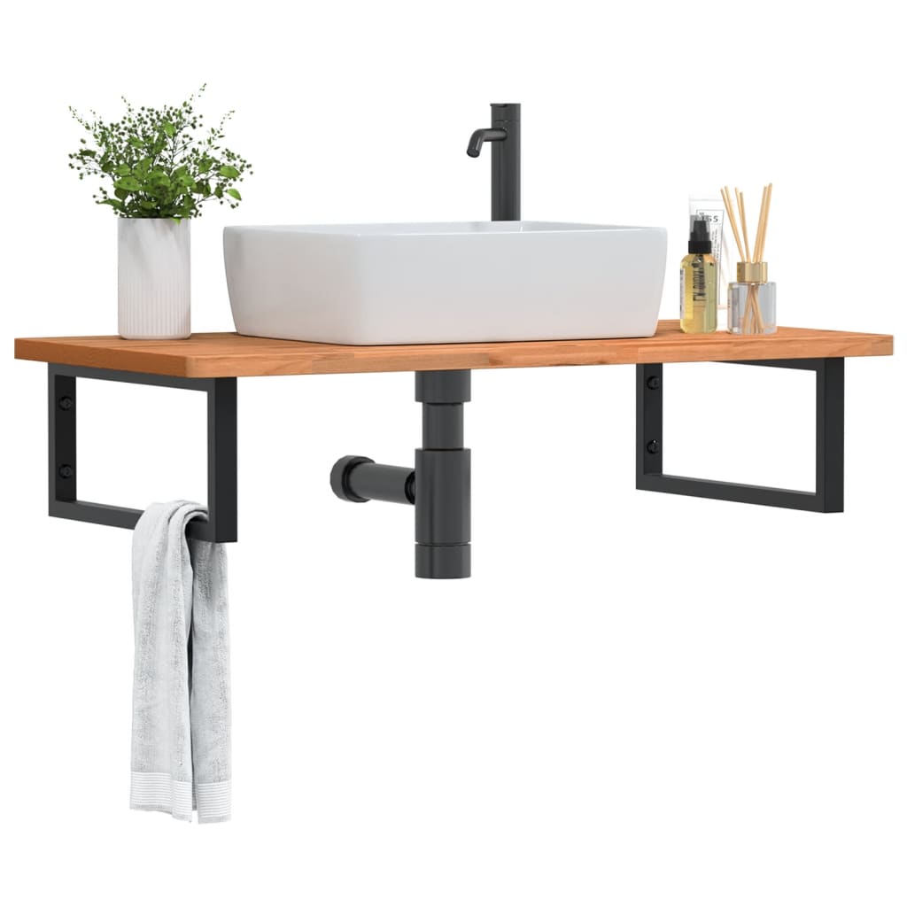 Waschbeckenregal Wandmontage Stahl Und Massivholz Buche