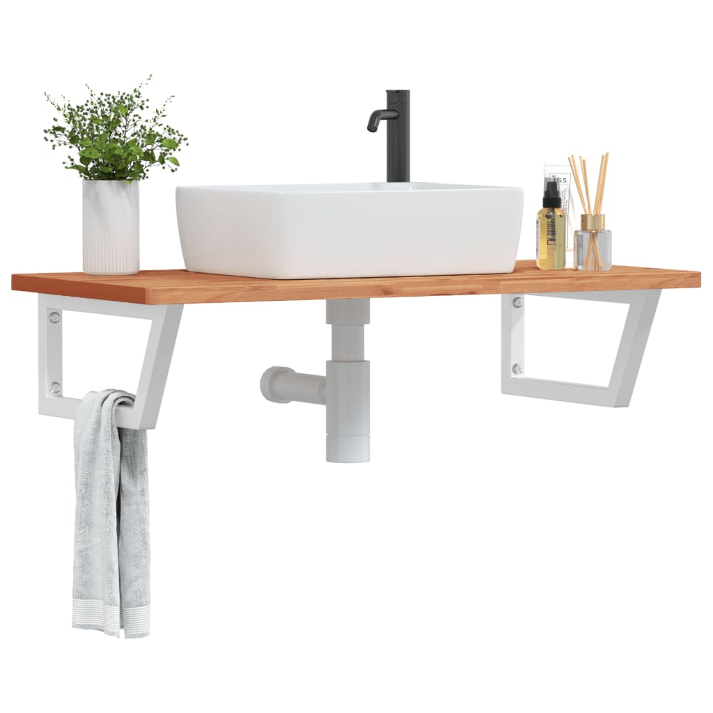 Waschbeckenregal Wandmontage Stahl Und Massivholz Buche