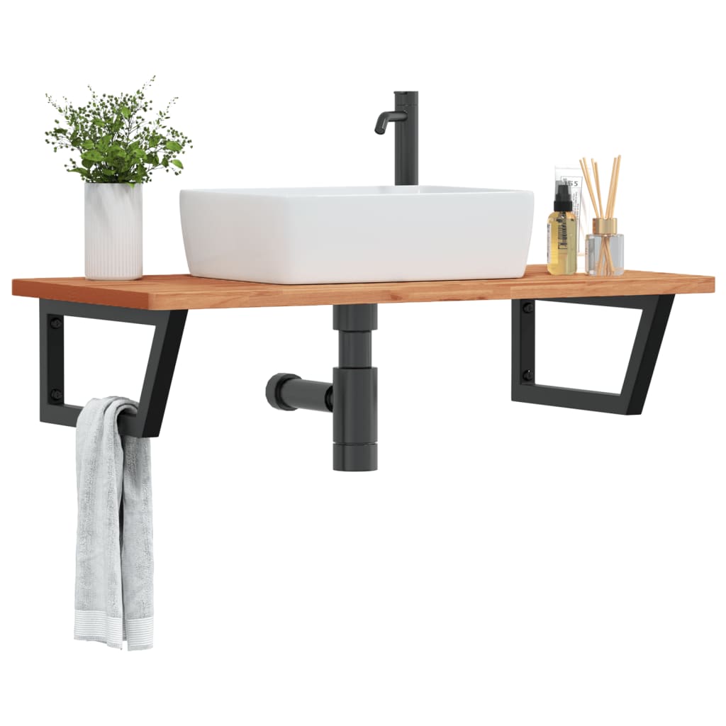Waschbeckenregal Wandmontage Stahl Und Massivholz Buche