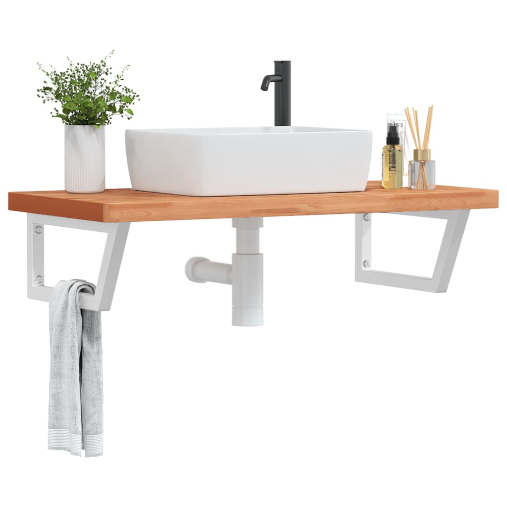 Waschbeckenregal Wandmontage Stahl Und Massivholz Buche